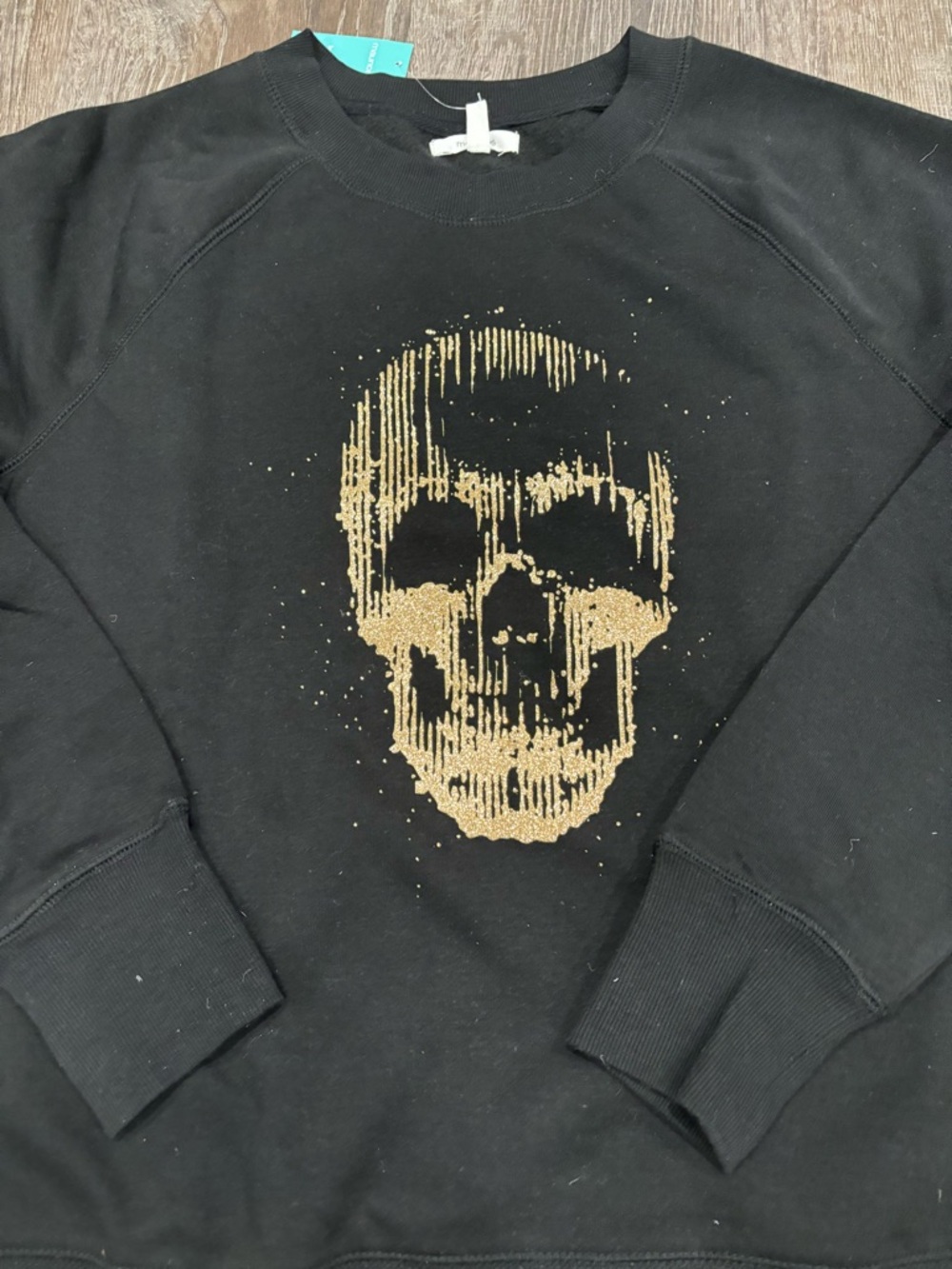 Maurice’s Black Crewneck Sweater with Gold Skull Graphic-new - Picture 2 of 3